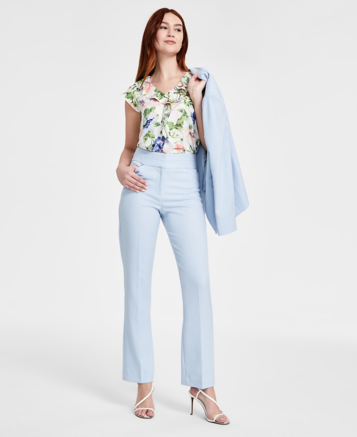 Women's Mid-Rise Flare-Leg Pants, Regular & Petite - Ice Blue
