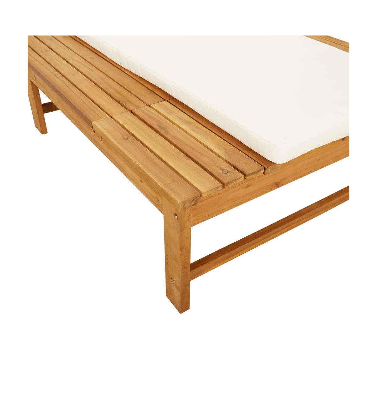 vidaXL Sun Lounger withWhite Cushion and Pillow Solid Wood Acacia - Cream