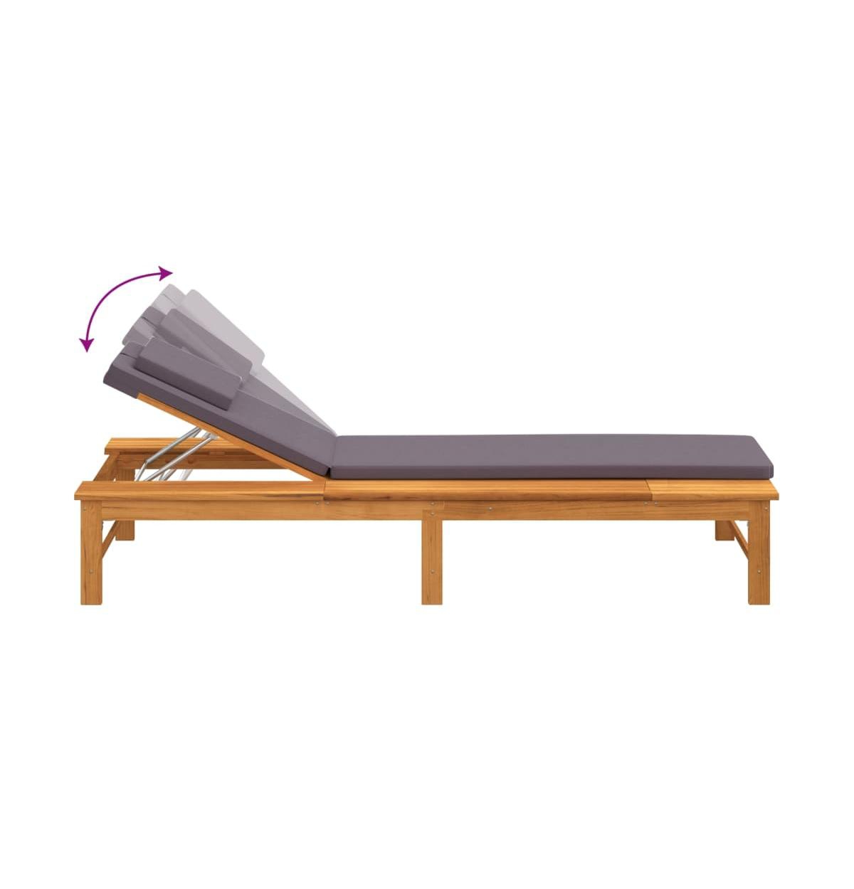vidaXL Sun Lounger with Dark Gray Cushion and Pillow Solid Wood Acacia