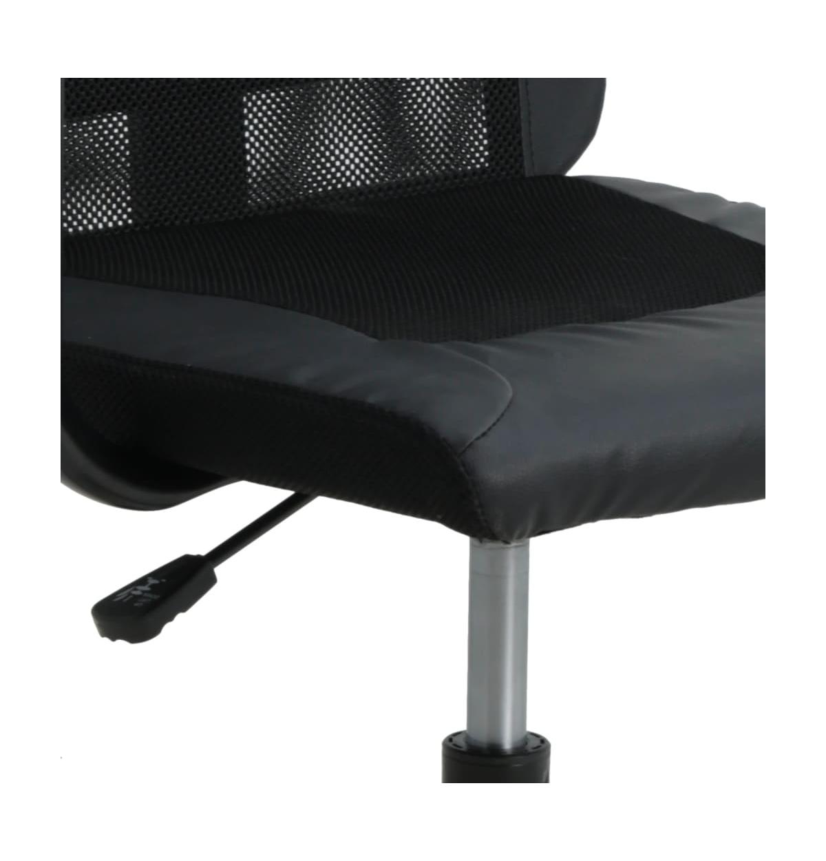 vidaXL Office ChairMesh Fabric and Faux Leather - Black