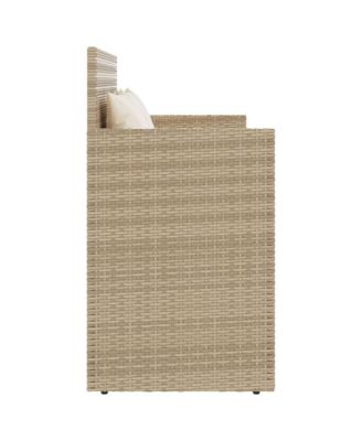 Patio Bench with Cushions Beige Poly Rattan