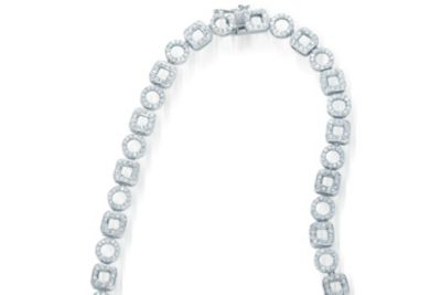 Cubic Zirconia Sterling Silver White Gold Plated Heavy Green Cubic Zirconia Necklace