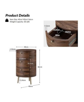 Cavinato Contemporary 26'' Tall Drum 3 - Drawer End Table with Metal Legs