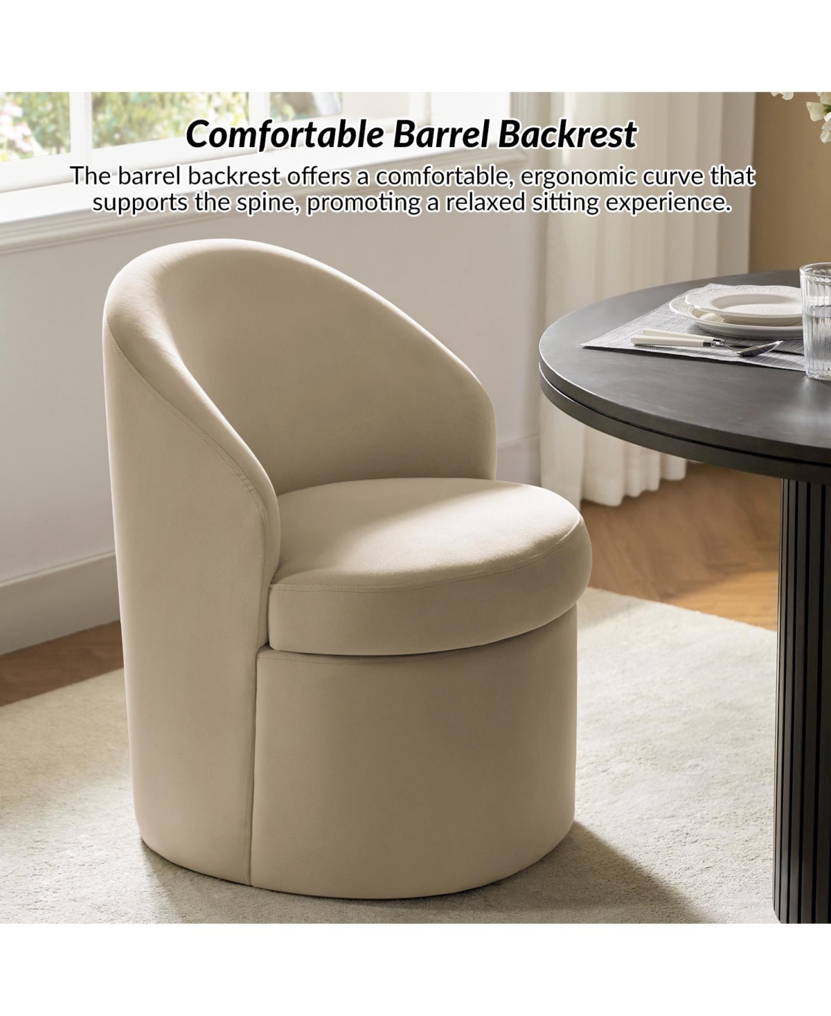 Hulala Home Arlene Modern Dining Chair with Storage Space