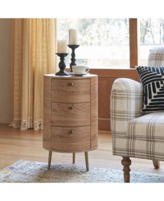 Cavinato Contemporary 26'' Tall Drum 3 - Drawer End Table with Metal Legs