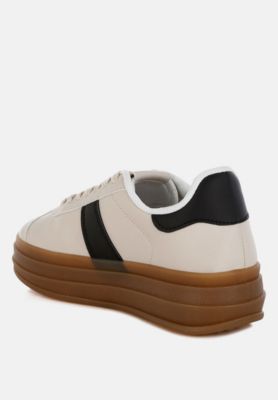 Womens Knockout Faux Leather Lace-Up Sneakers