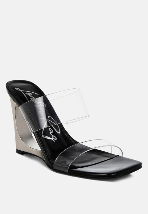 Женские сандалии London Rag Zelene Fantasy Wedge Heel Clear, цвет: Чёрный