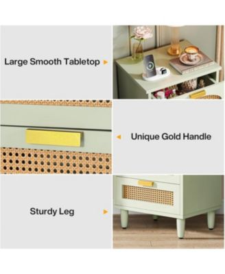 3-Drawer Rattan Night Stand Side Table, Accent Bedside Tables End Table for Bedroom and Small Spaces, Easy Assembly (1)