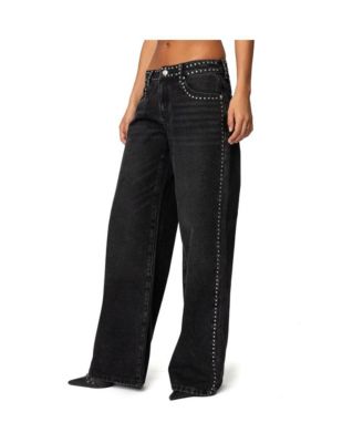 Women's Quincy Studded Low Rise Baggy Jeans