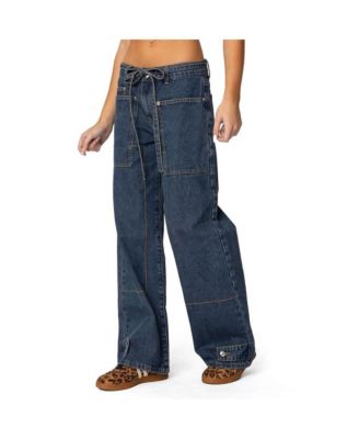 Womens Funky Stitch Low Rise Jeans