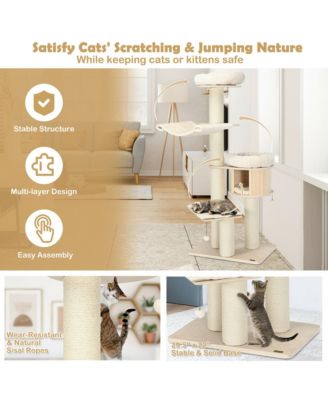 68.5'' Cat Tree Condo 4-Layer Wooden Kitten Activity Tower w/ Sisal Posts