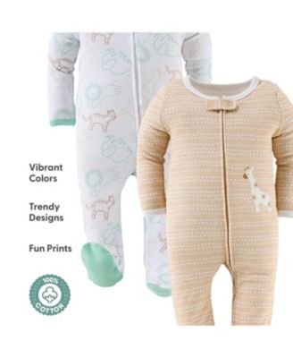Baby Boys 3pk Cotton Sleeper Set Girl, Serene Safari