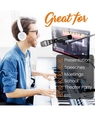 UHF Wireless Handheld Microphone System with Receiver, USB Charging & 32-Channel Frequency