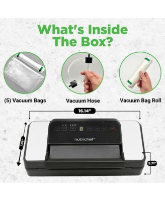 Deluxe Vacuum Sealer with Front Handle and Roll Cutter for Food Storage (Black)