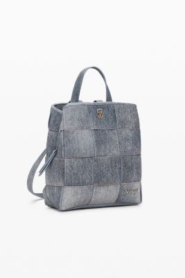 Women's Medium braided denim-effect backpack