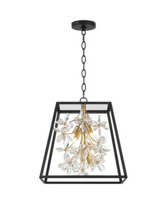 Carrine 15 3/4" Modern Pendant Chandelier Ceiling Light Fixture Dining Room Over Table 5-Light LED Black Gold Finish