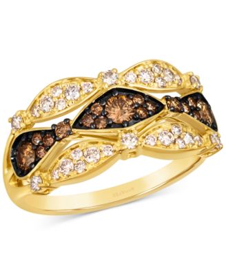 Le Vian - Chocolate Diamond & Nude Diamond Three Row Wavy Ring (5/8 ct. t.w.) in 14k Gold