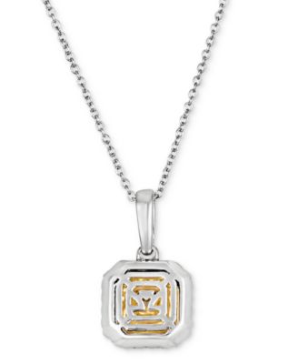 Sunny Yellow Diamond & Vanilla Diamond Halo 18" Pendant Necklace (3/4 ct. t.w.) in 14k Two-Tone Gold