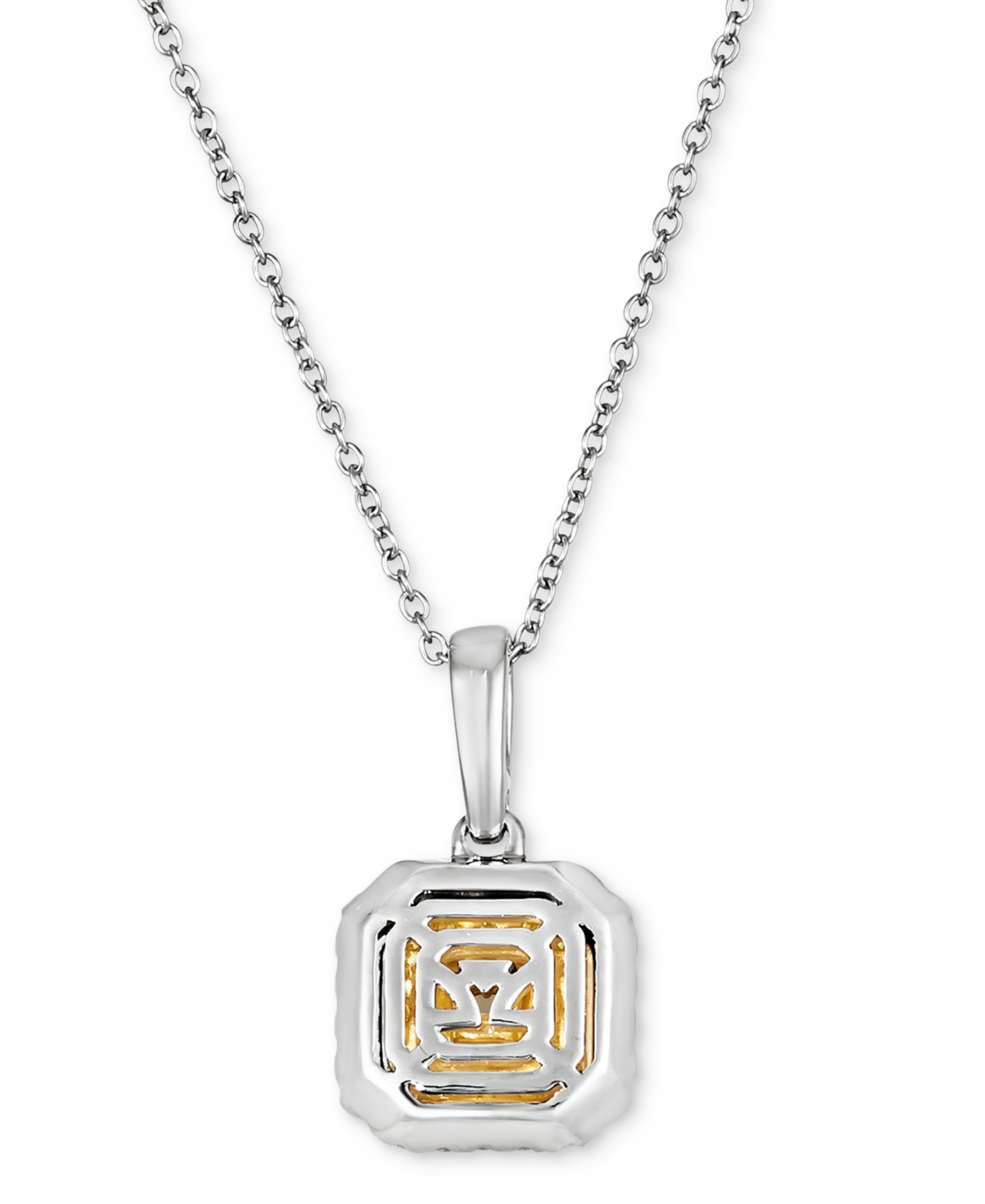 Le Vian Sunny Yellow Diamond & Vanilla Diamond Halo 18" Pendant Necklace (3/4 Ct. T.w.) In 14k Two-tone Gold In White Gold,yellow Gold