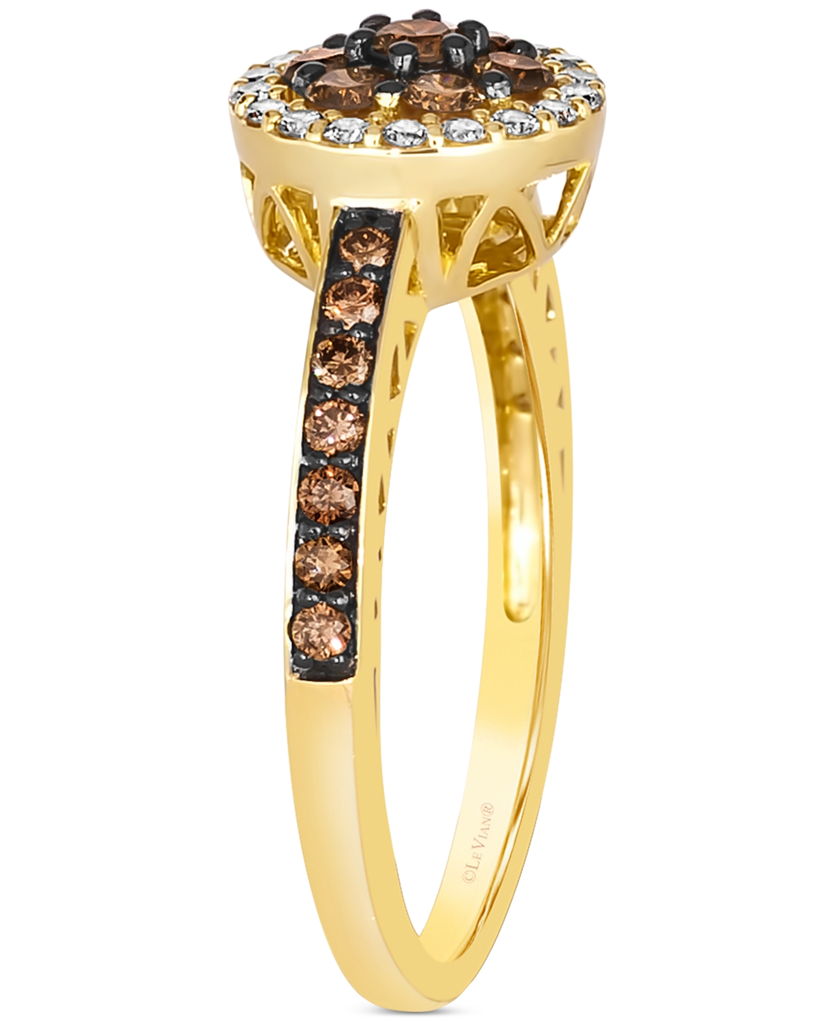 Le Vian Chocolate Diamond (1/2 Ct. T.w.) & Nude Diamond (5/8 Ct. T.w.) Ring In 14k Honey Gold In Yellow Gold