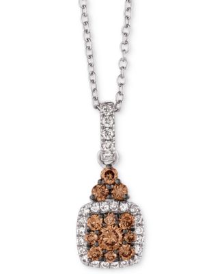 Le Vian - Chocolatier&reg; Chocolate Diamond (1/3 ct. t.w.) & Vanilla Diamond (1/10 ct. t.w.) Pendant 18" Necklace in 14k Vanilla Gold