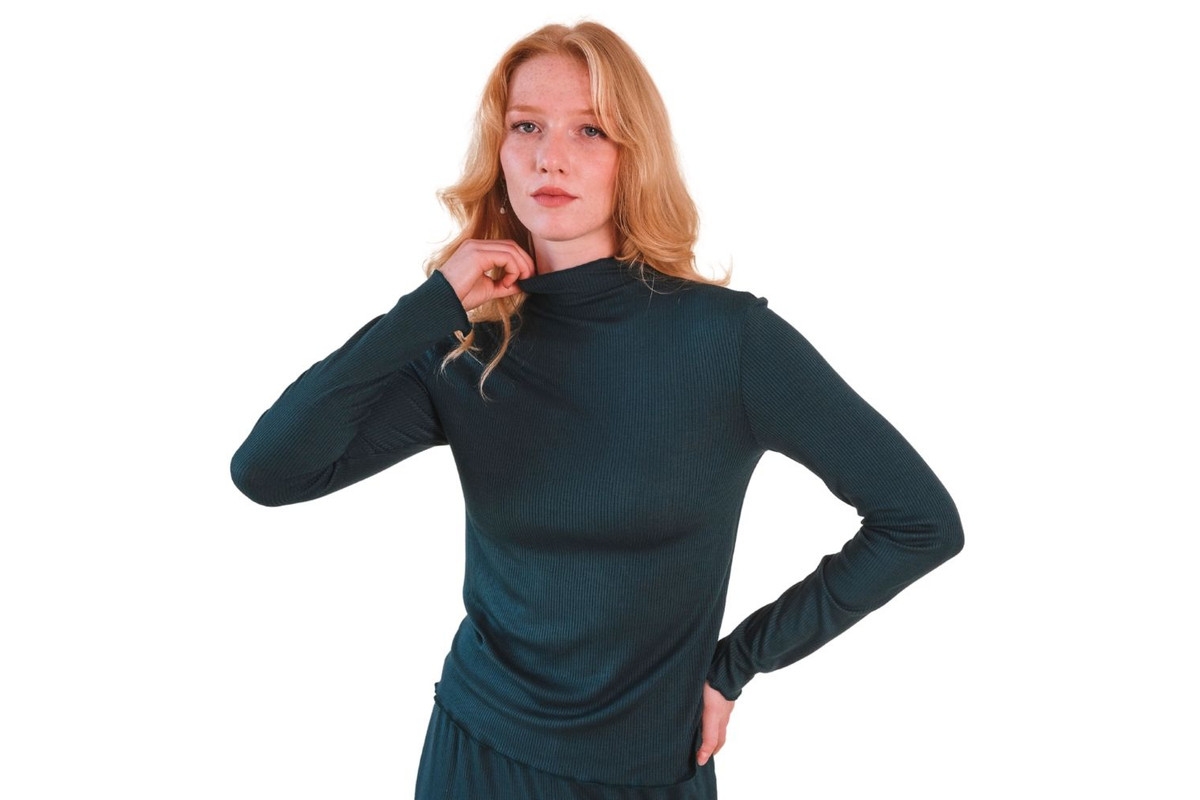 Women's Norma Modal Ribbed Turtleneck - Pine