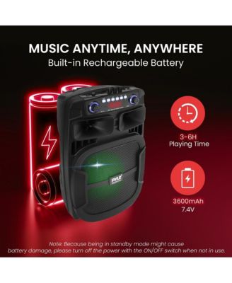 12 Bluetooth Portable PA Speaker with Wired Microphone, Party Lights, MP3/USB/FM Radio & Rechargeable Battery