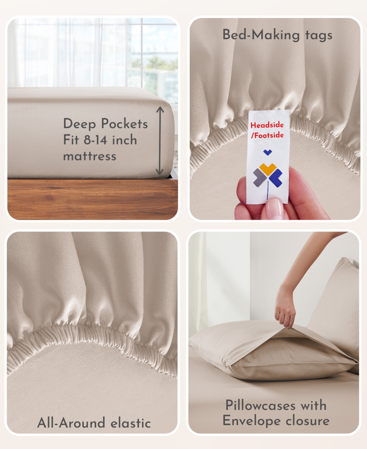 Soft 100% Cotton Sheets Set - Cooling Durable Sateen
