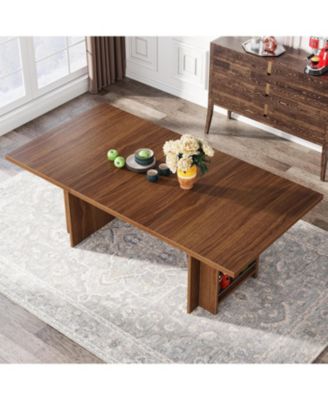 Farmhouse Dining Table for 6 to 8, 63-Inch Rectangular Wooden Kitchen Table with Storage, Industrial Dinner Table with Shelves