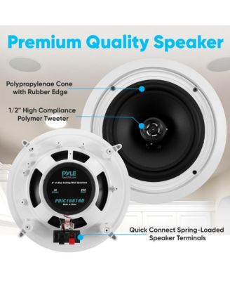 8.0" In-Wall / In-Ceiling Speakers - 2-Way Flush Mount, 250W Max Power Output, Polypropylene Cone, High Compliance Polymer Tweeter