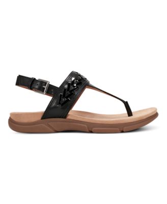 Monte Woven T-Strap Faux Leather Flat Sandals