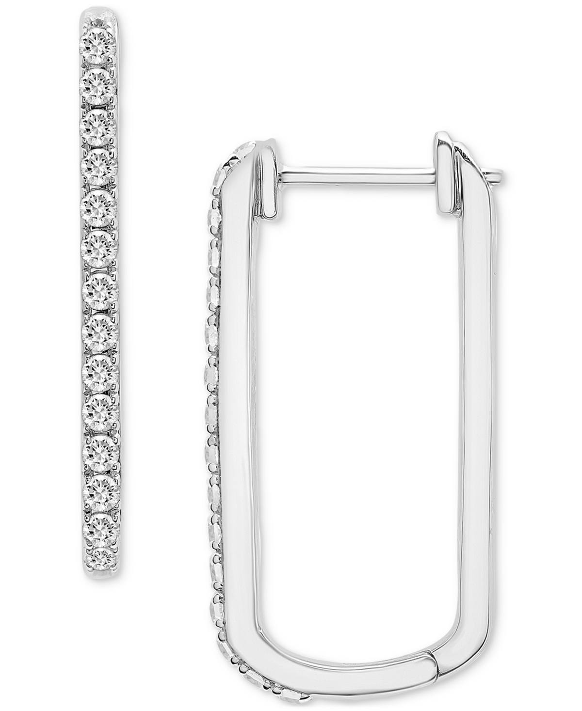 Wrapped In Love Diamond Open Rectangle Small Hoop Earrings (1/2 Ct. T.w.) In 14k Yellow Or White Gold, Created For M In White Gold