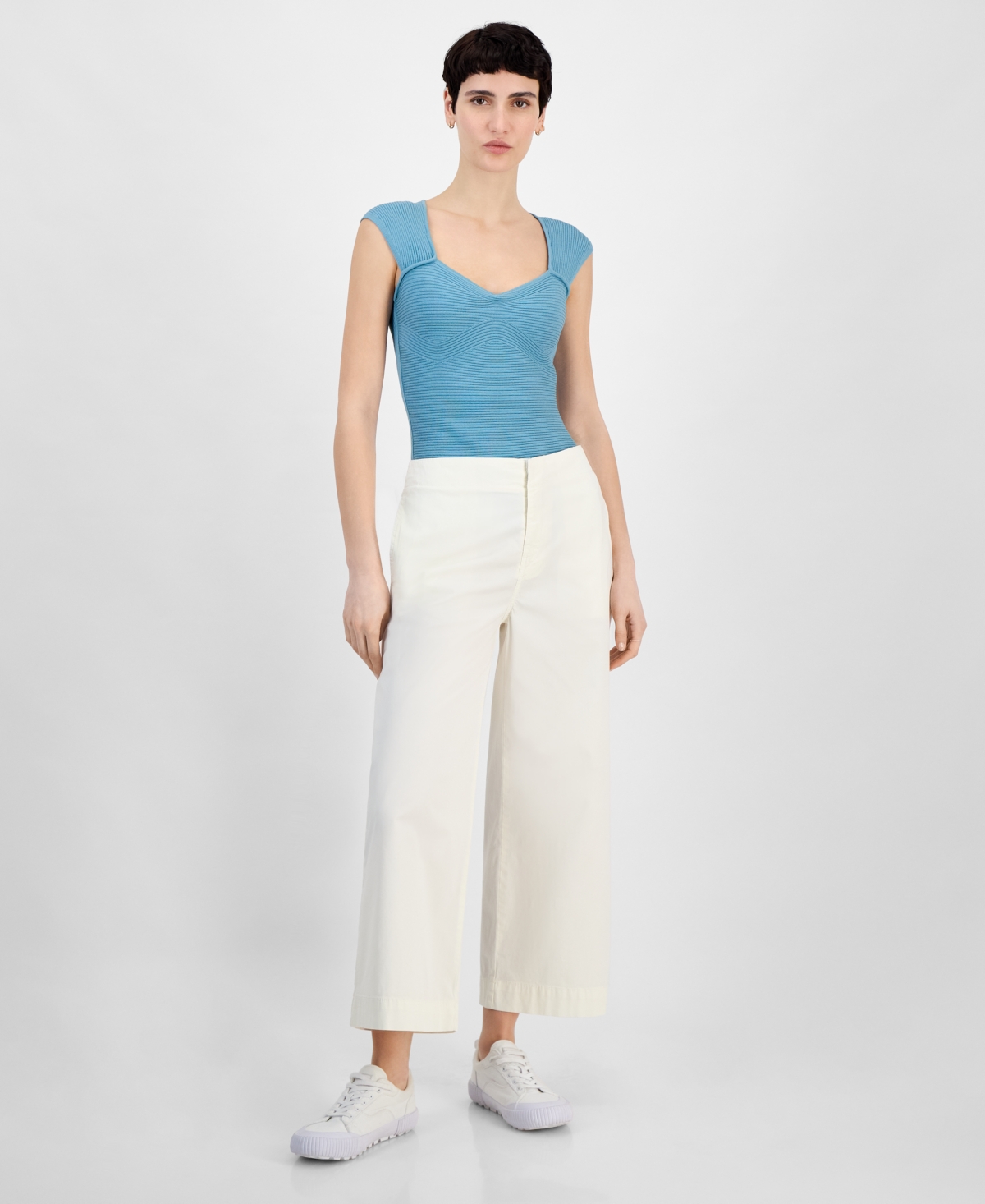 Women's Relaxed-Fit Wide-Leg Pants - Soft Cream