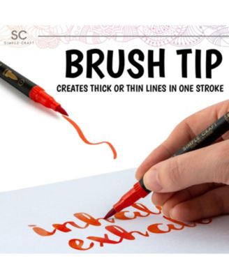 36 Colored Dual Tip Brush Pens - Fine & Brush Tip Dual Brush Markers