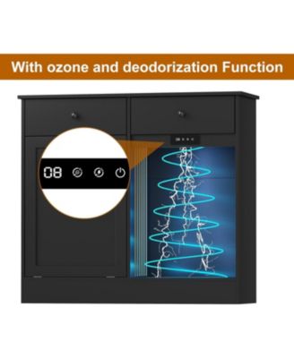 Double Tilt Out Trash Cabinet 20 Gallon,Hidden Wooden Trash Can Cabinet with Deodorizing Function,Farmhouse Laundry Hamper Cabinet, Pet Proof Trash Can, Wood Laundry Cabinet White