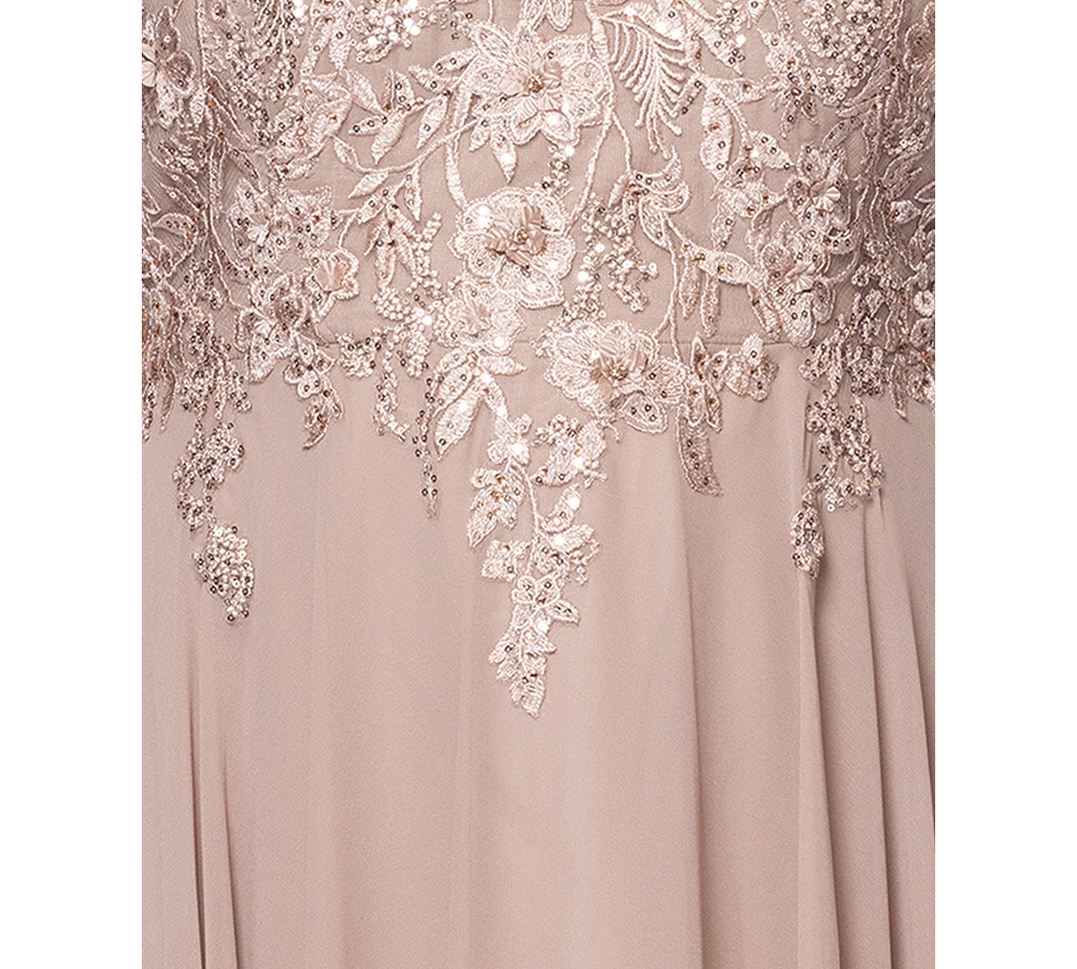 Xscape Plus Size Beaded Chiffon Gown In Taupe