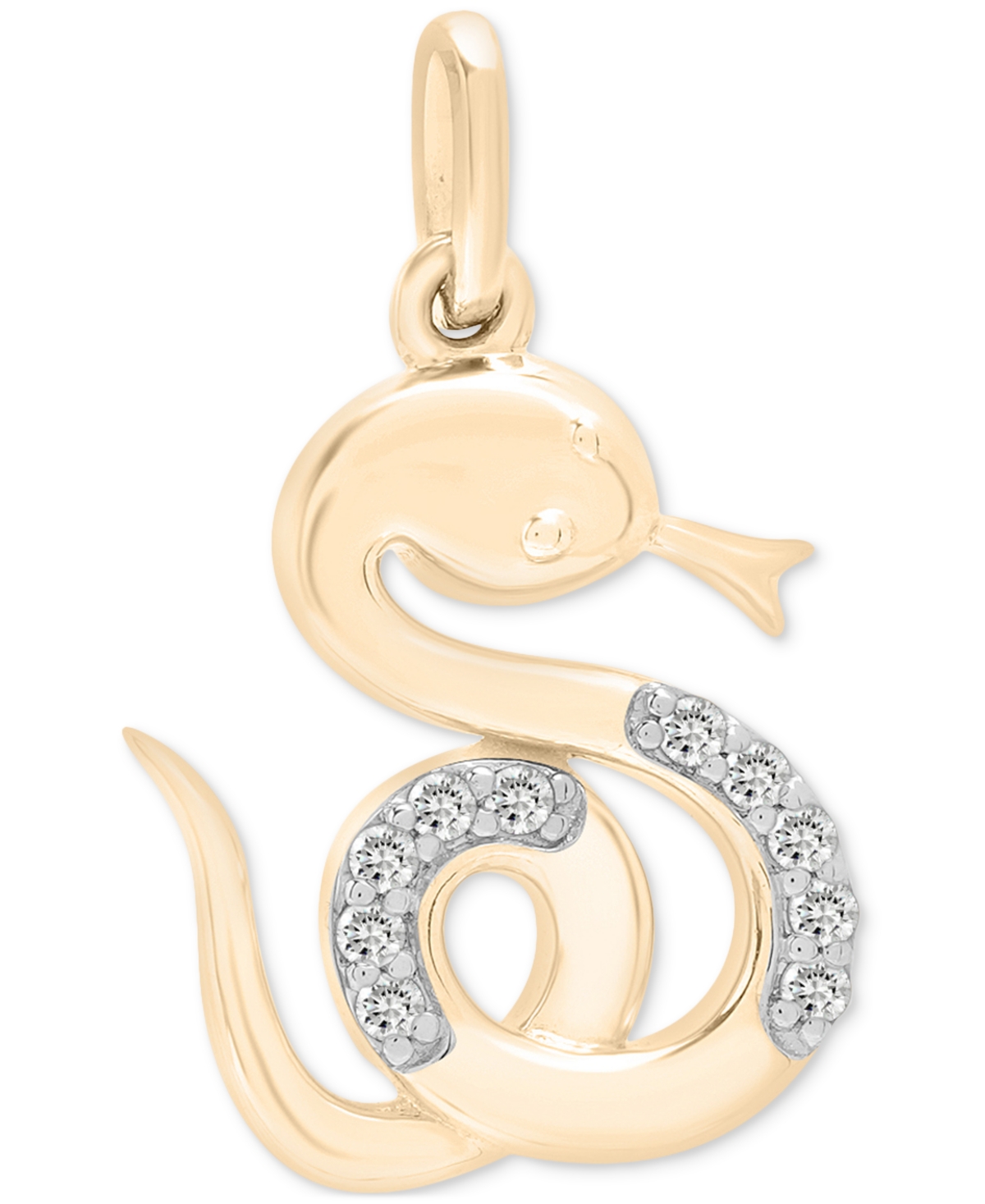 Wrapped Diamond Chinese Zodiac Charm Pendant (1/20 Ct. T.w.) In 10k Gold, Exclusively At Macy's In Snake