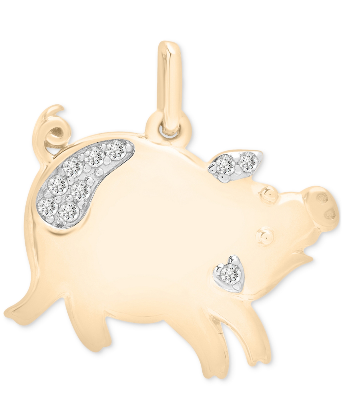 Wrapped Diamond Chinese Zodiac Charm Pendant (1/20 Ct. T.w.) In 10k Gold, Exclusively At Macy's In Pig