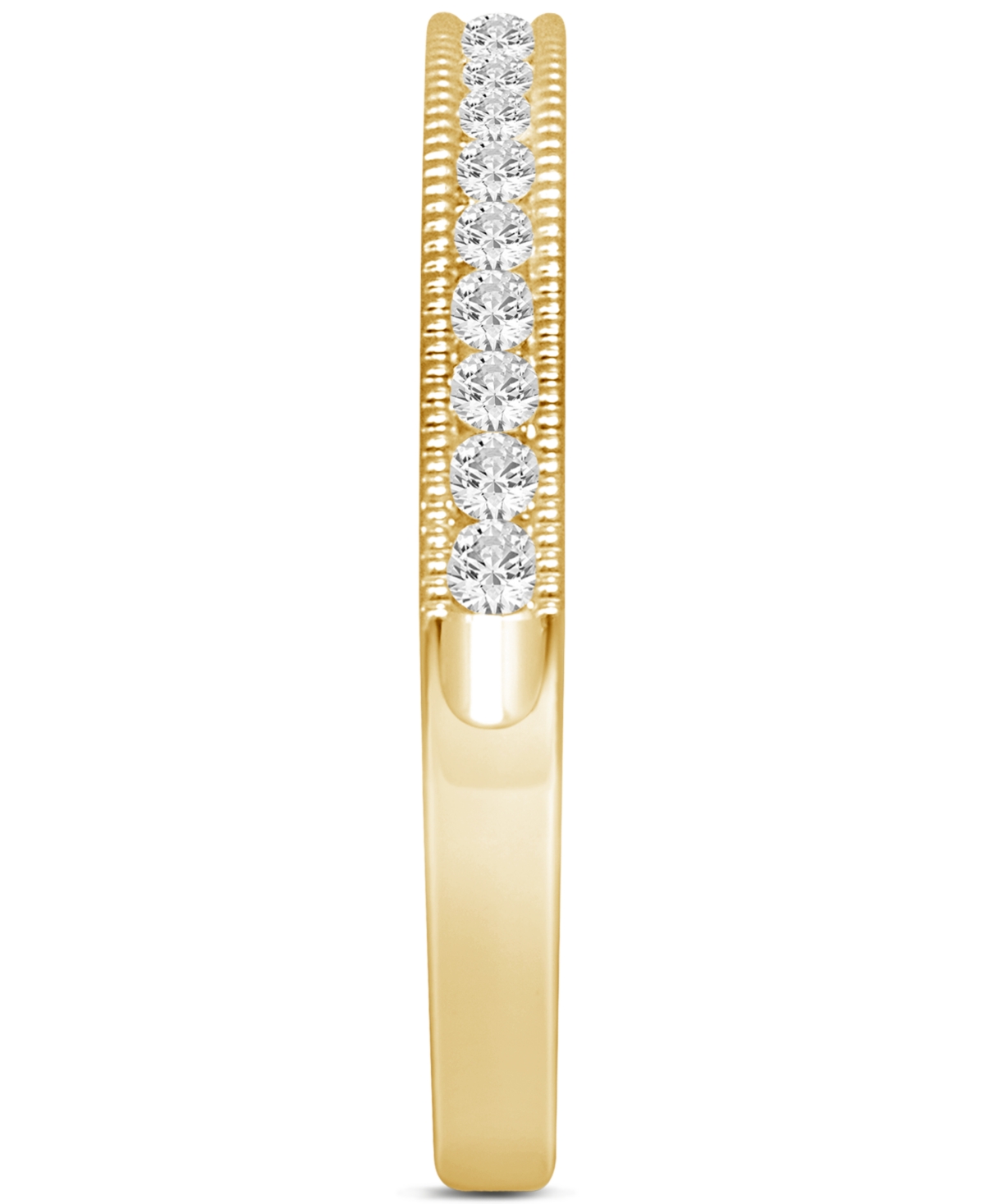 Macy's Diamond Milgrain Bead Wedding Band (1/6 Ct. T.w.) In 14k Gold In Yellow Gold