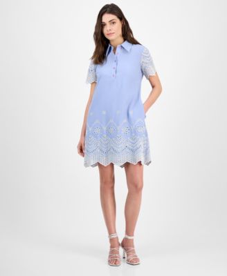 julia jordan - Women's Cotton Eyelet Short-Sleeve Shift Dress