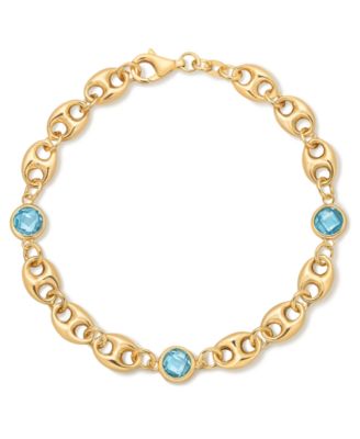 Macy's - Amethyst Mariner Link Station Bracelet (3 ct. t.w.) in 14k Gold-Plated Sterling Silver