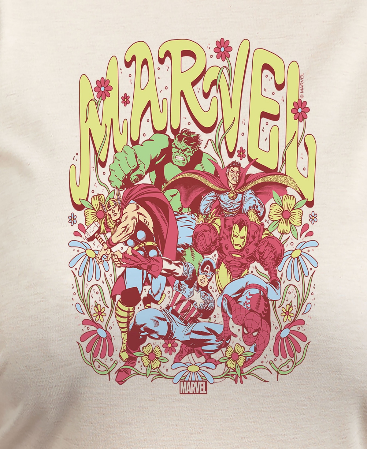 Hybrid Apparel Plus Size Avengers Graphic Pullover T-shirt In Beige,khaki
