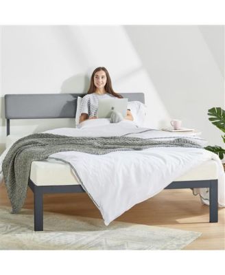 Soft Fabric Metal Headboard Platform Bed with Wooden Slats for Stylish Support