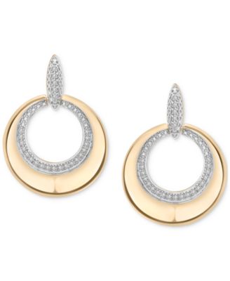 2-Pc. Set Diamond Circle Pendant Necklace & Matching Drop Earrings  (1/5 ct. t.w.) in 14k Gold-Plated Sterling Silver, Exclusively at Macy's