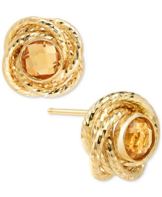 2-Pc. Set Citrine Love Knot 18" Pendant Necklace & Matching Stud Earrings (1-3/4 ct. t.w.) in 14k Gold-Plated Sterling Silver (Also in Sky Blue Topaz & Amethyst)