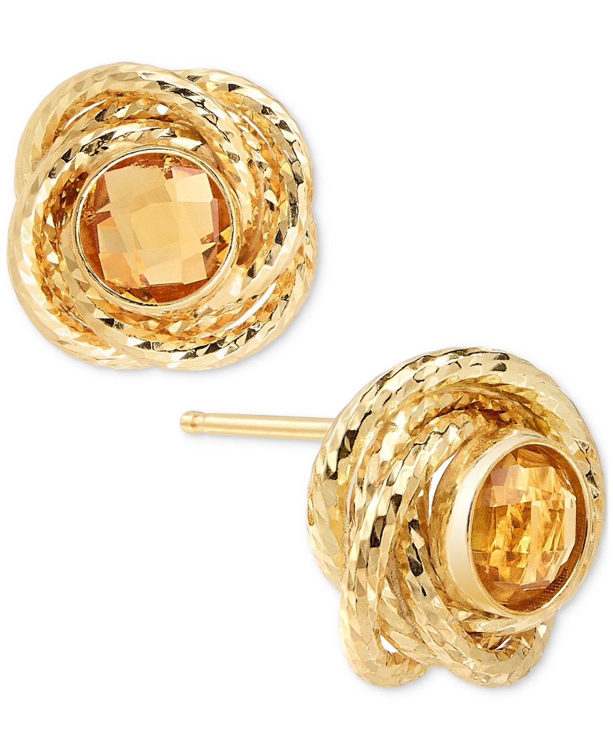 2-Pc. Set Citrine Love Knot 18" Pendant Necklace & Matching Stud Earrings (1-3/4 ct. t.w.) in 14k Gold-Plated Sterling Silver (Also in Sky Blue Topaz