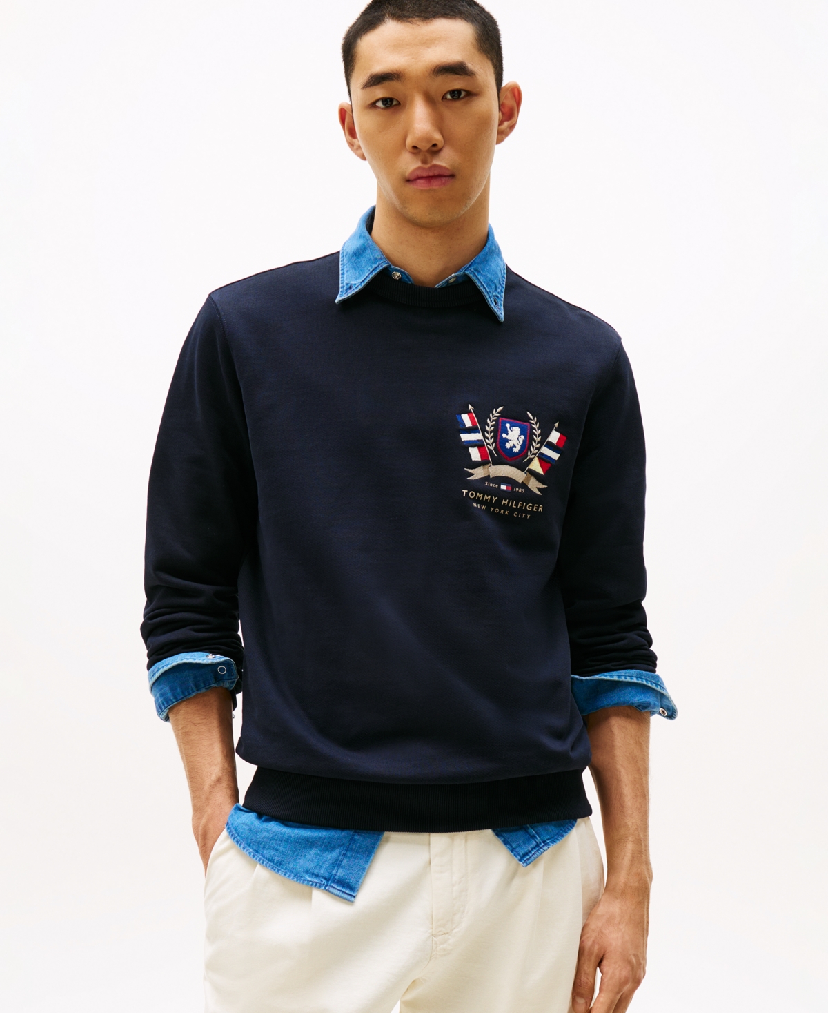 Men's Embroidered Crest Sweatshirt - Desert Sky