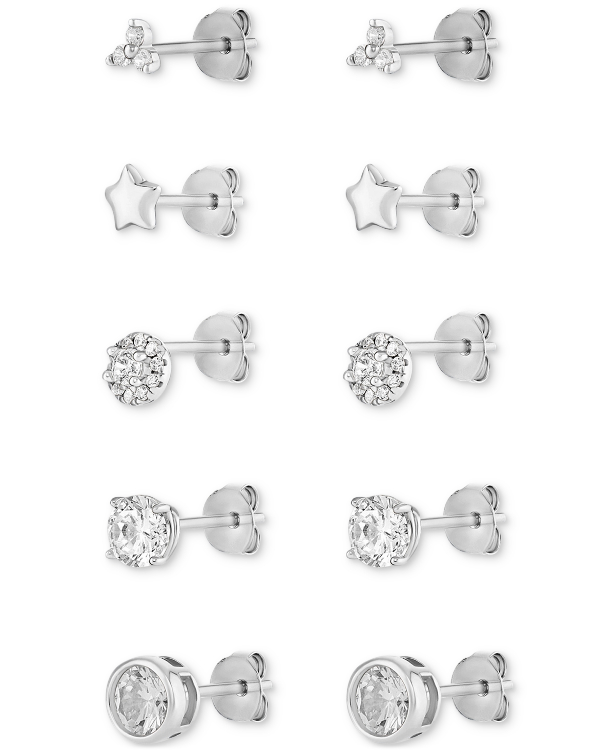 Giani Bernini 5-pc. Set Cubic Zirconia Stud Earrings In Sterling Silver, Exclusively At Macy's