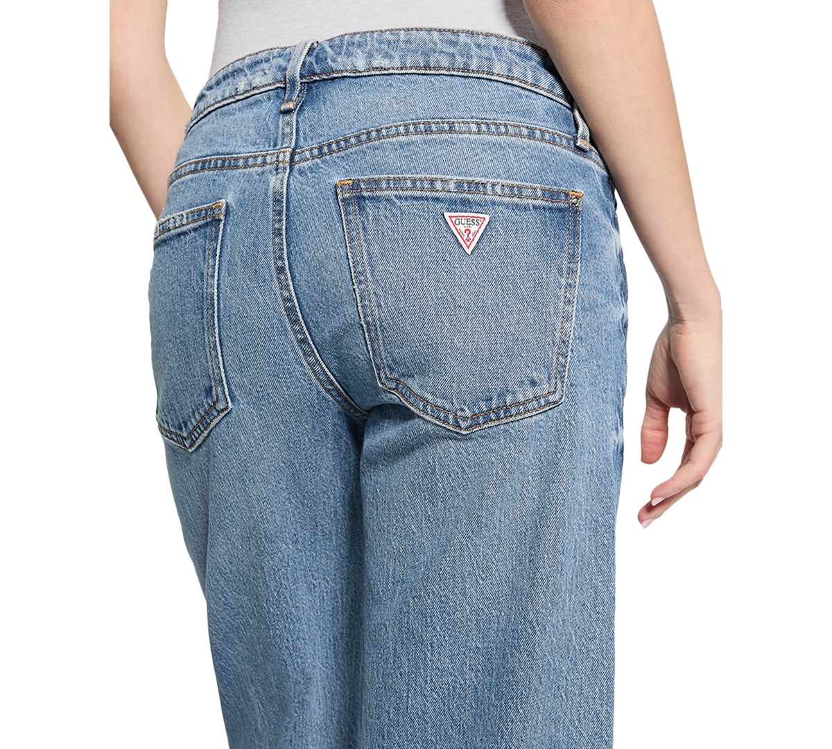 Shop Guess Women's Low-rise Slouchy-fit Wide-leg Jeans In Good News