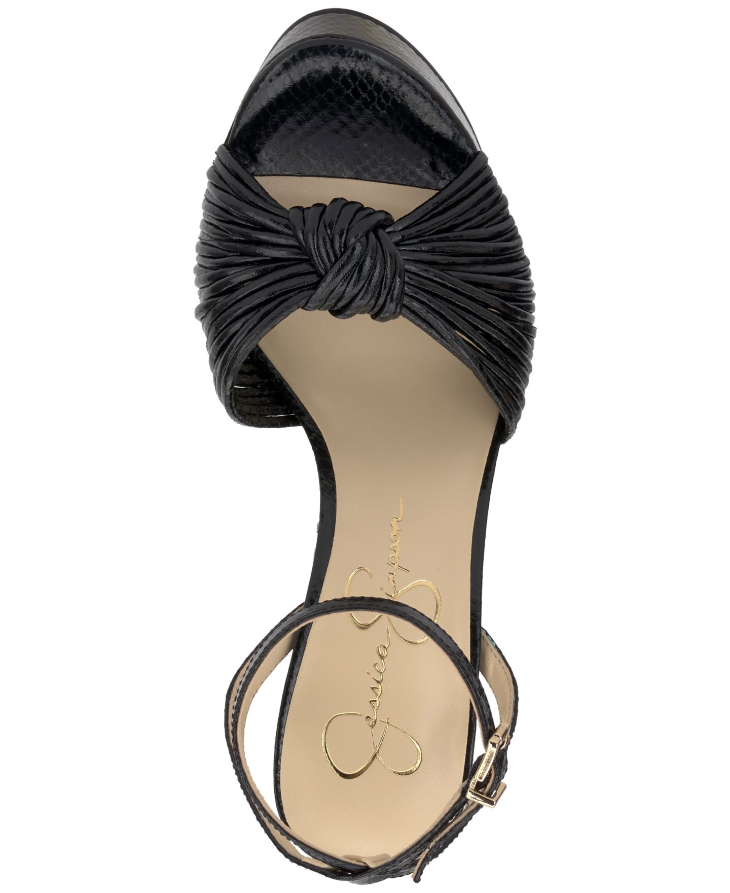 Женские сандалии Jessica Simpson Immie Platform Dress Sandals, цвет: Чёрный металлик змеиный — фото 4